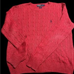 Polo by Ralph Lauren 100% silk cable sweater - muted red/rustic orange
